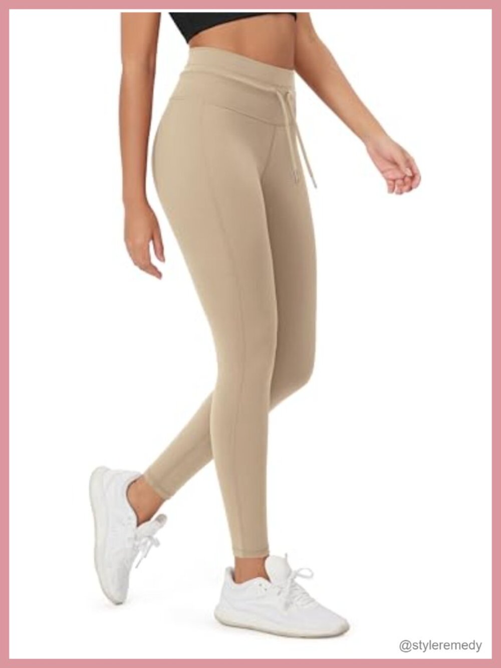 High Waist Drawstring Tie Leggings 25" / 28" Yoga Workout Pants